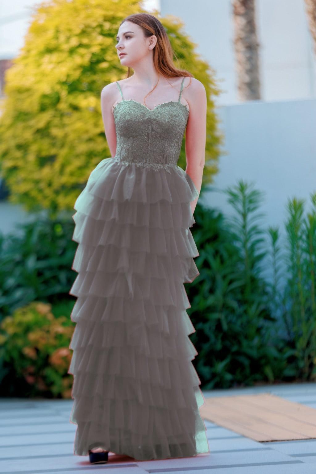 Sheath-Column Floor Length Tulle Prom Dress CS0496 - COCOMELODY