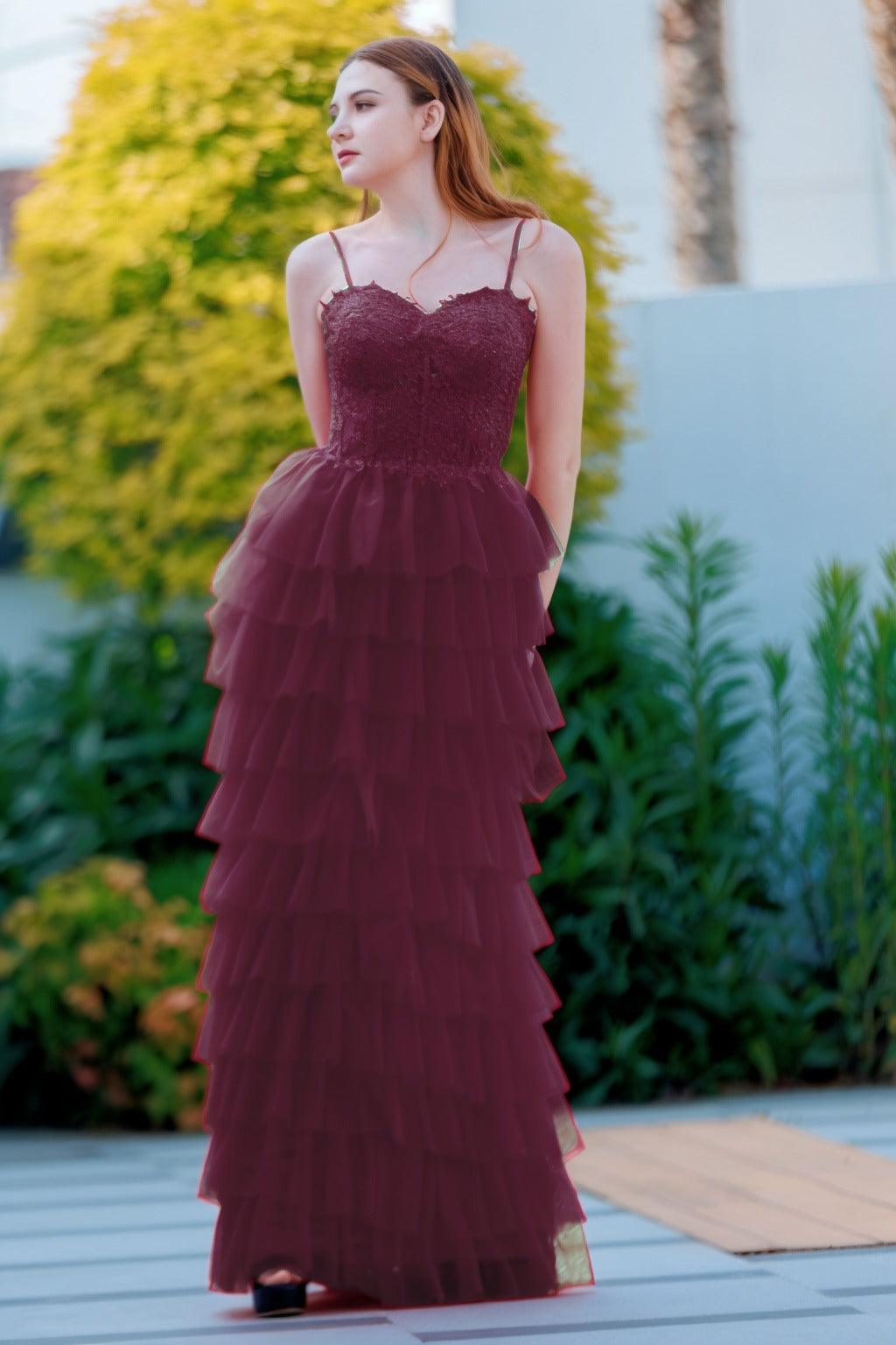 Sheath-Column Floor Length Tulle Prom Dress CS0496 - COCOMELODY