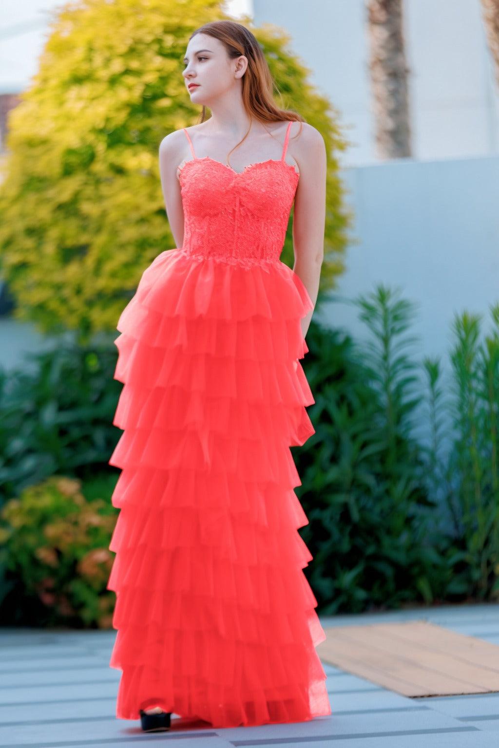 Sheath-Column Floor Length Tulle Prom Dress CS0496 - COCOMELODY