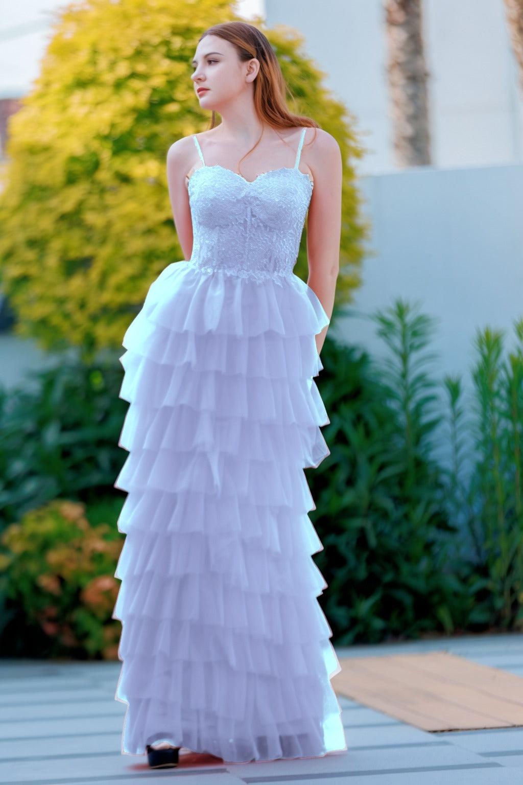 Sheath-Column Floor Length Tulle Prom Dress CS0496 - COCOMELODY