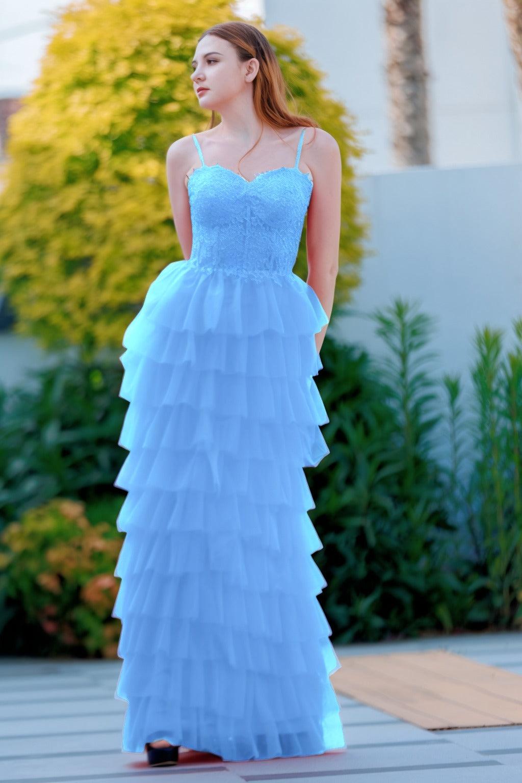 Sheath-Column Floor Length Tulle Prom Dress CS0496 - COCOMELODY