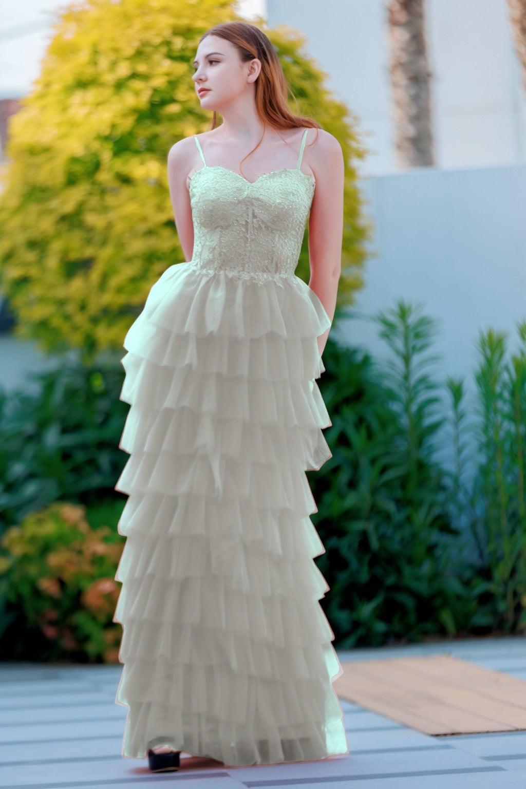 Sheath-Column Floor Length Tulle Prom Dress CS0496 - COCOMELODY