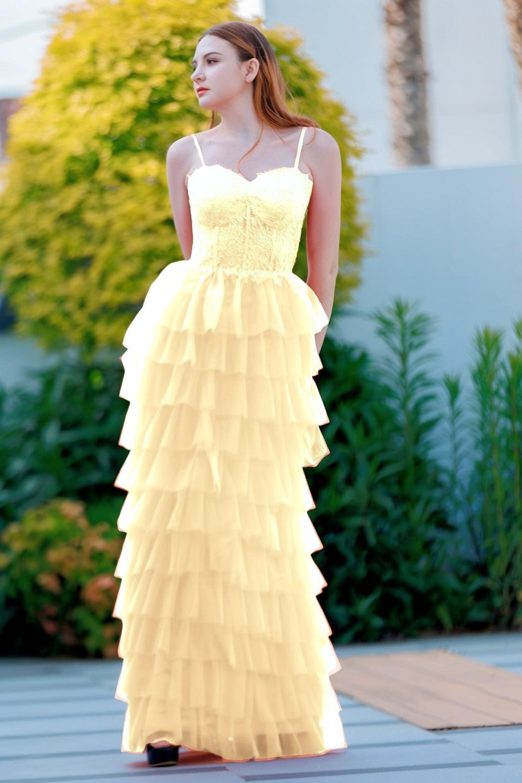 Sheath-Column Floor Length Tulle Prom Dress CS0496 - COCOMELODY