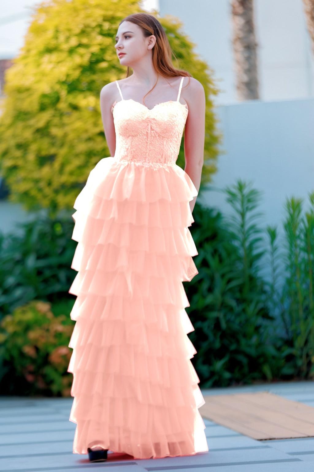 Sheath-Column Floor Length Tulle Prom Dress CS0496 - COCOMELODY