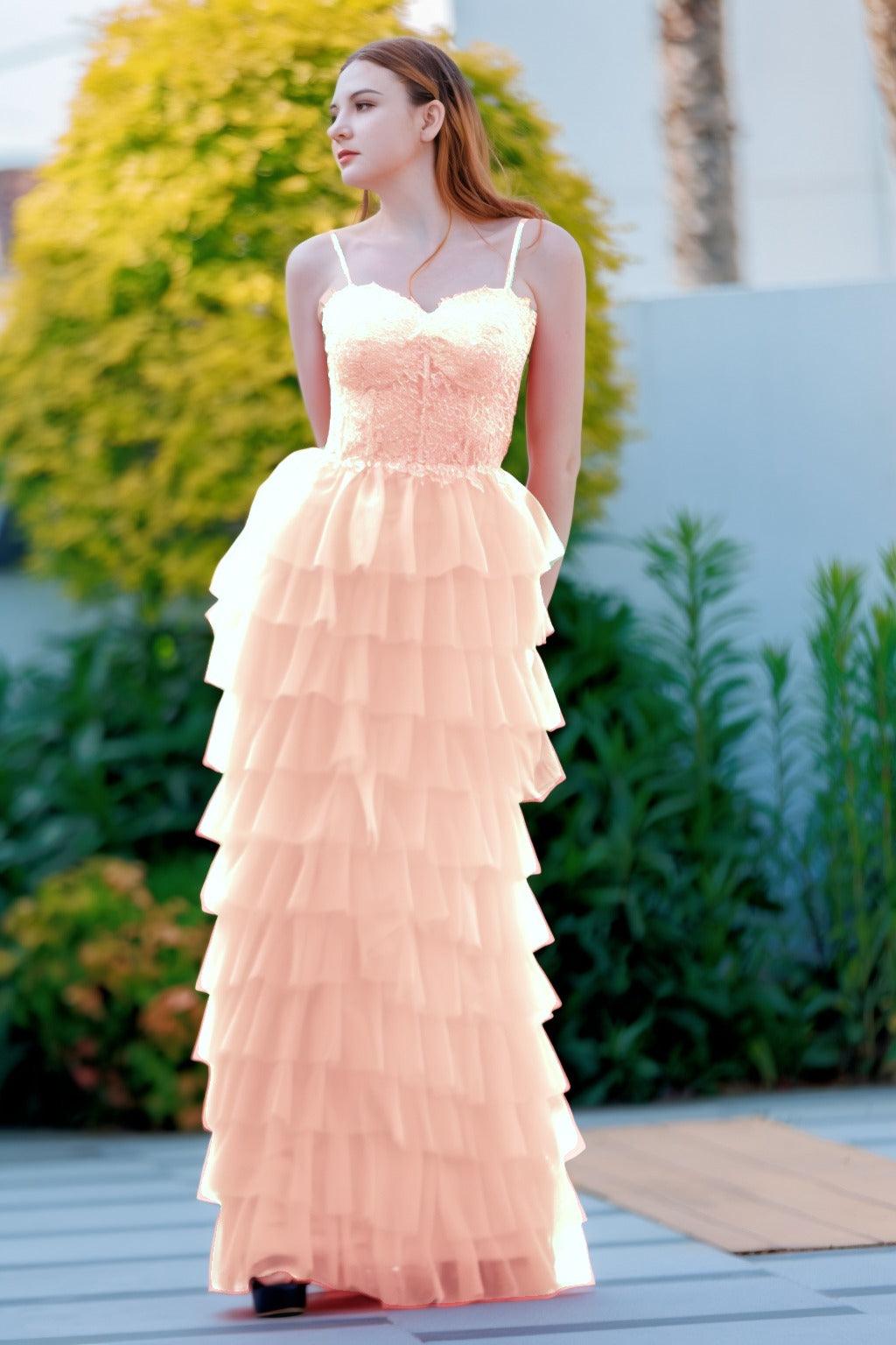 Sheath-Column Floor Length Tulle Prom Dress CS0496 - COCOMELODY
