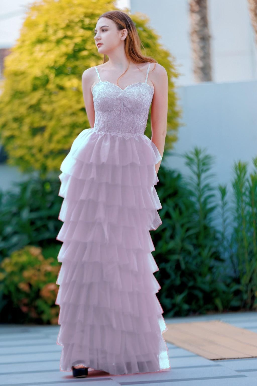 Sheath-Column Floor Length Tulle Prom Dress CS0496 - COCOMELODY