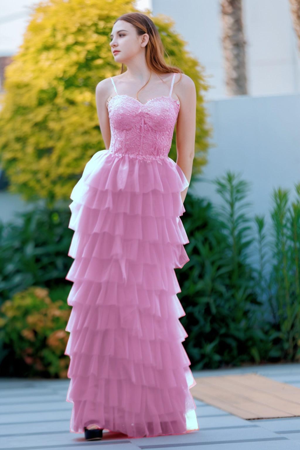 Sheath-Column Floor Length Tulle Prom Dress CS0496 - COCOMELODY
