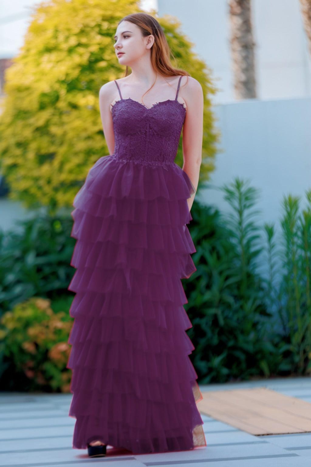 Sheath-Column Floor Length Tulle Prom Dress CS0496 - COCOMELODY