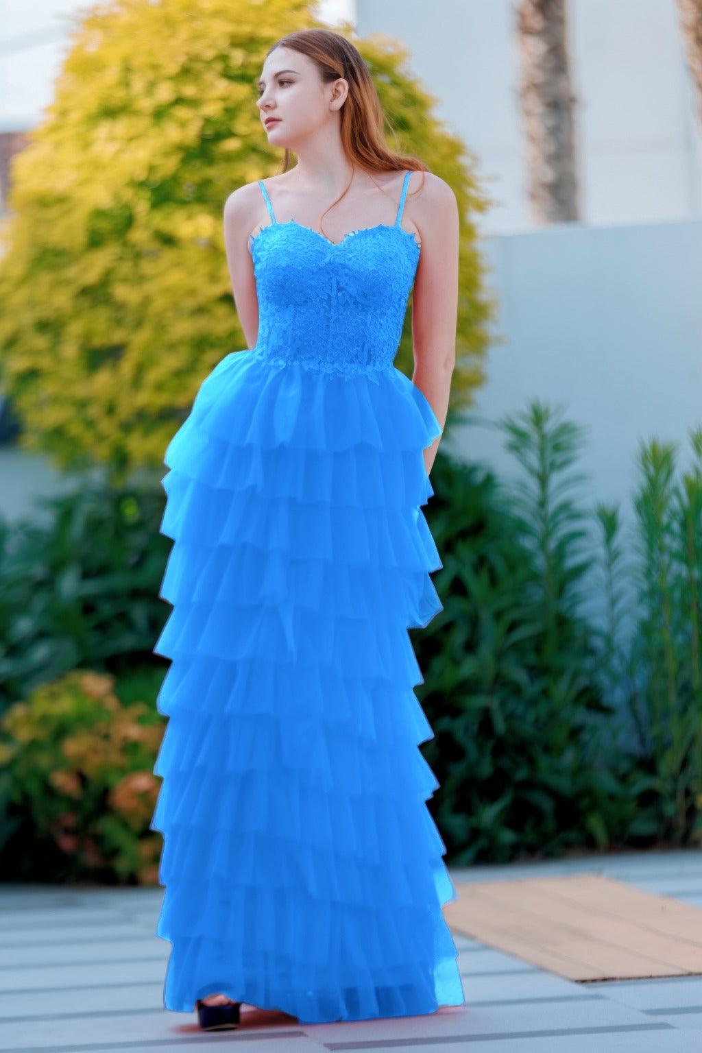 Sheath-Column Floor Length Tulle Prom Dress CS0496 - COCOMELODY