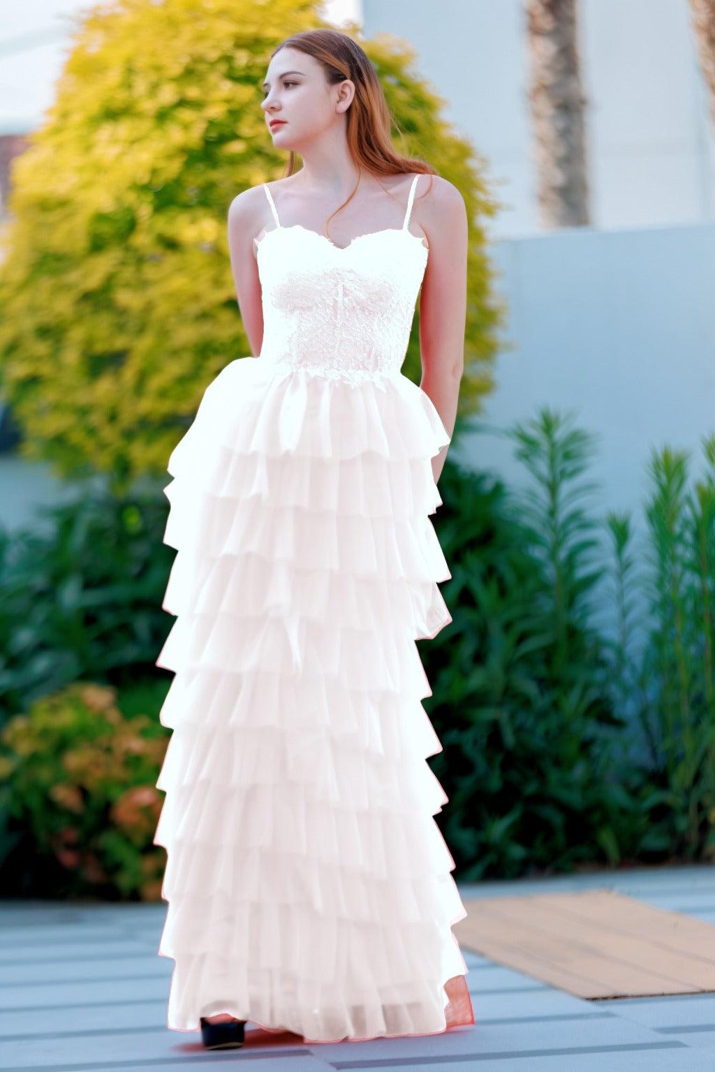 Sheath-Column Floor Length Tulle Prom Dress CS0496 - COCOMELODY