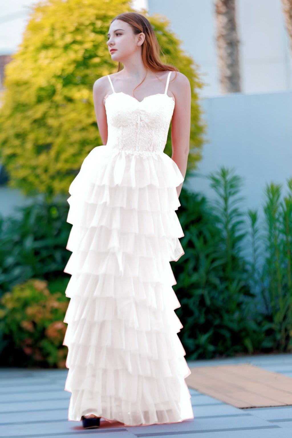 Sheath-Column Floor Length Tulle Prom Dress CS0496 - COCOMELODY