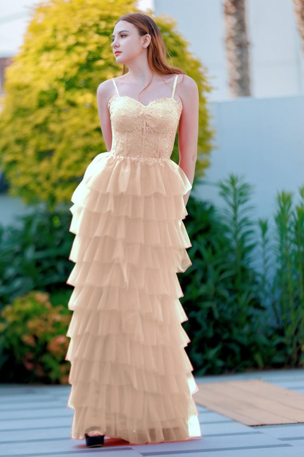 Sheath-Column Floor Length Tulle Prom Dress CS0496 - COCOMELODY