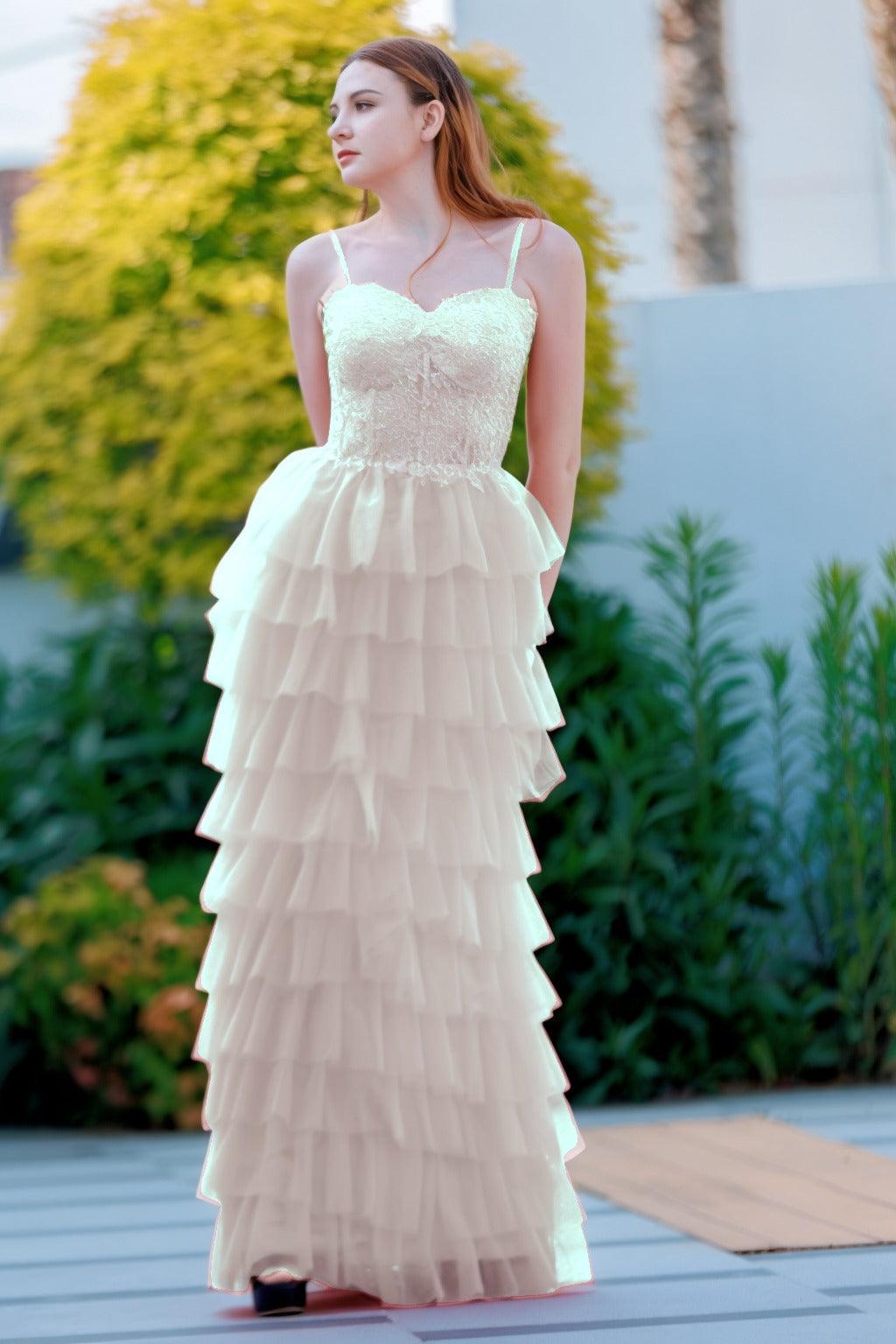 Sheath-Column Floor Length Tulle Prom Dress CS0496 - COCOMELODY