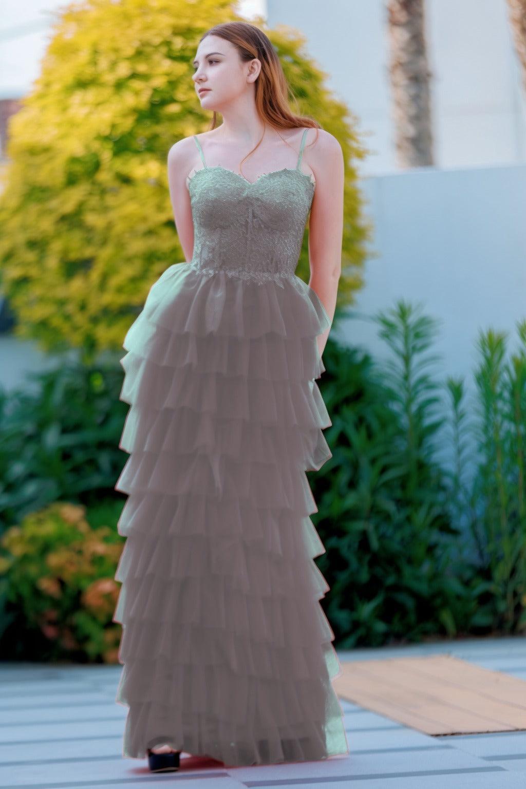 Sheath-Column Floor Length Tulle Prom Dress CS0496 - COCOMELODY