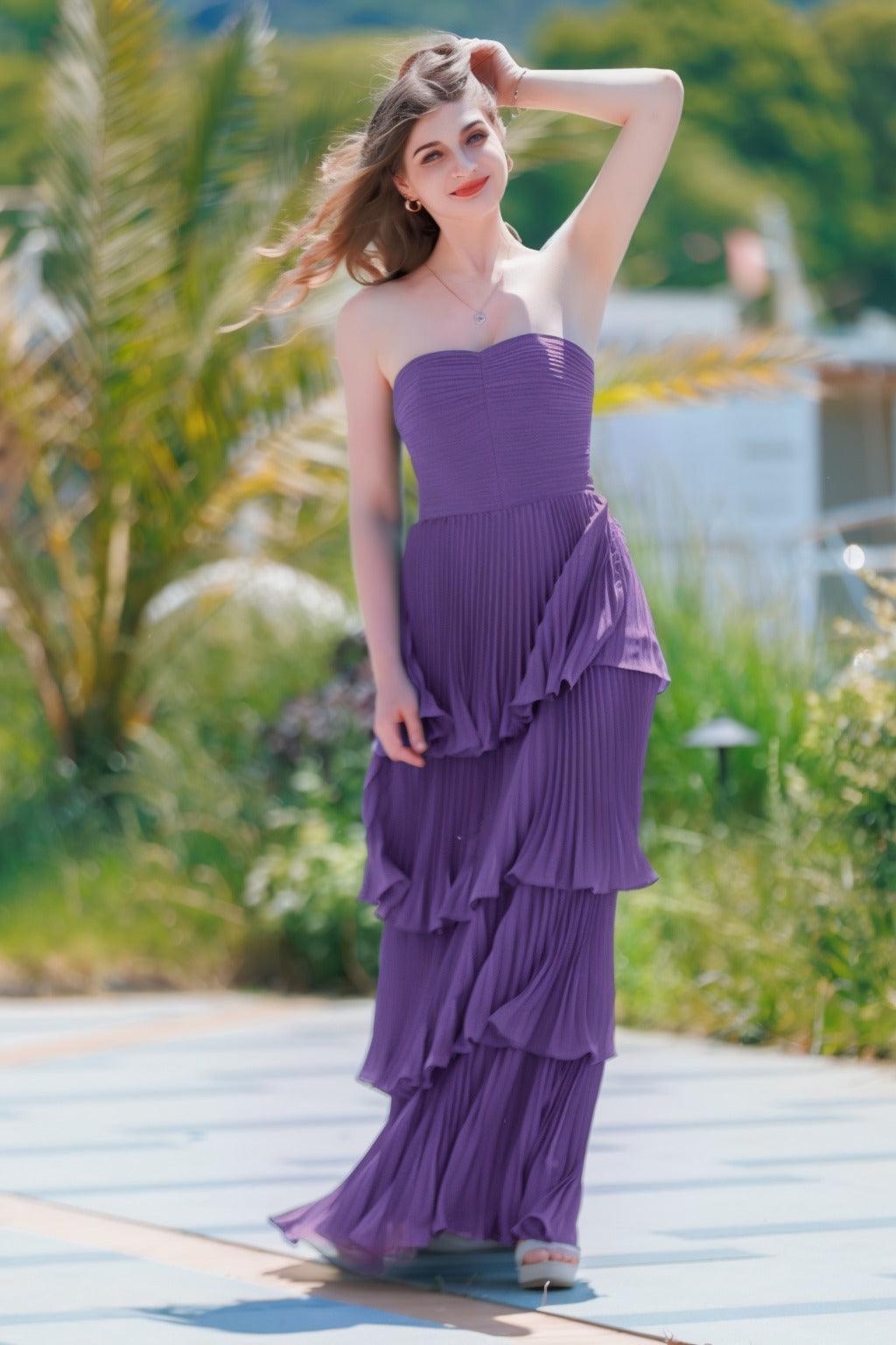 A-Line Floor Length Chiffon Prom Dress CS0499 - COCOMELODY