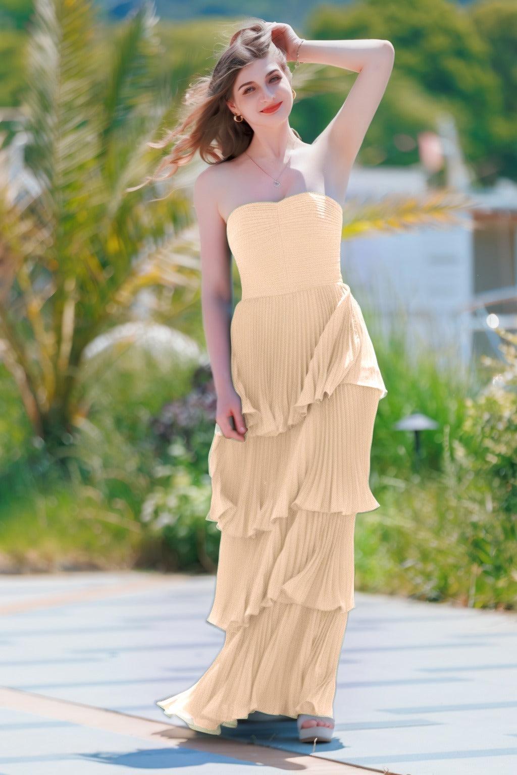 A-Line Floor Length Chiffon Prom Dress CS0499 - COCOMELODY
