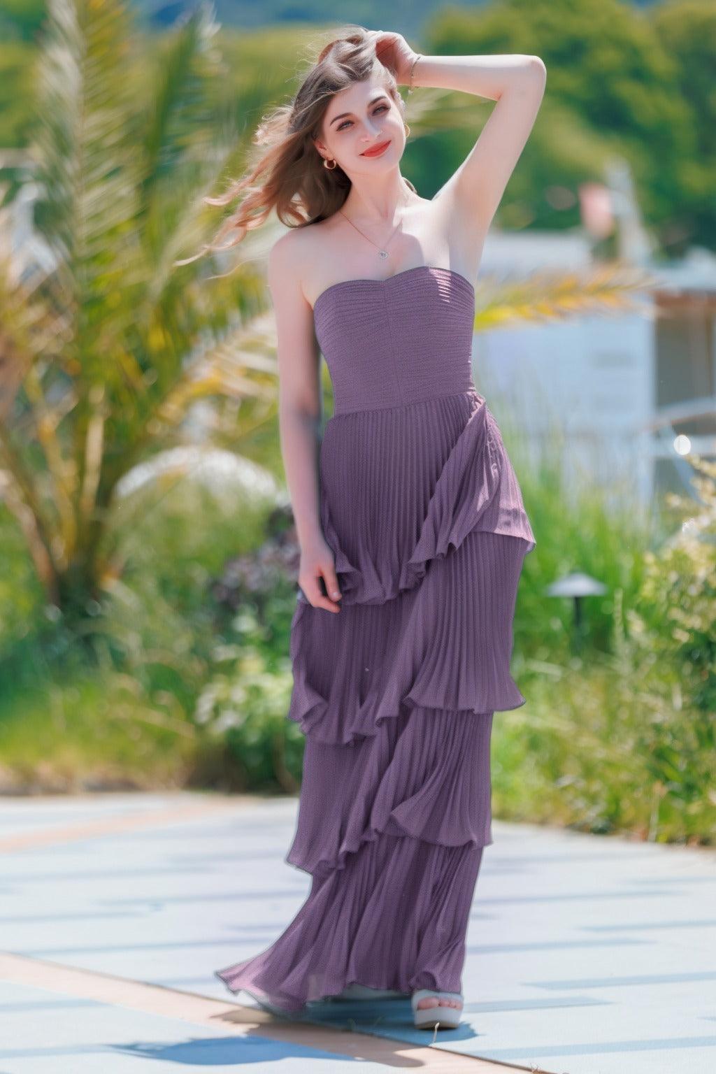 A-Line Floor Length Chiffon Prom Dress CS0499 - COCOMELODY
