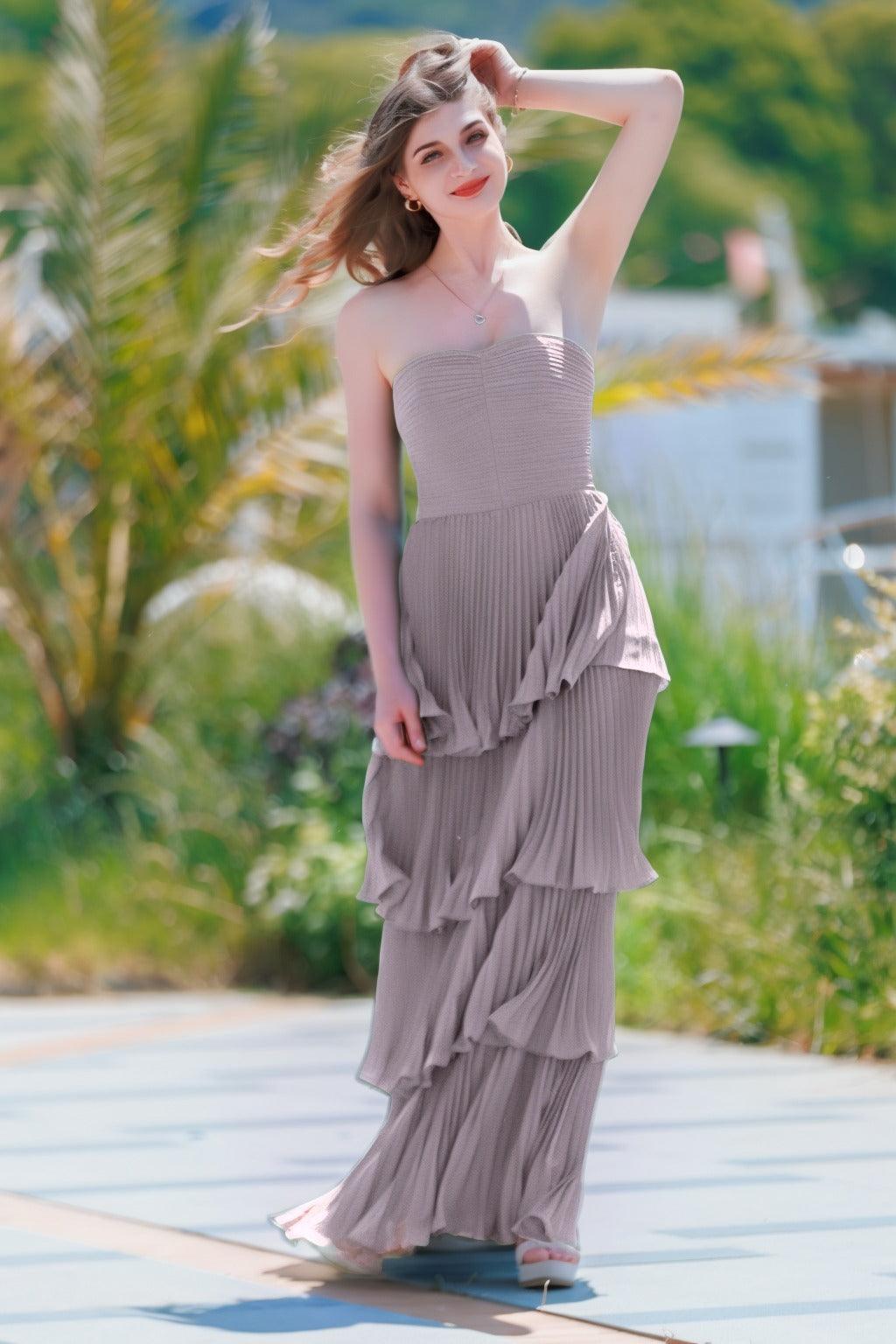 A-Line Floor Length Chiffon Prom Dress CS0499 - COCOMELODY