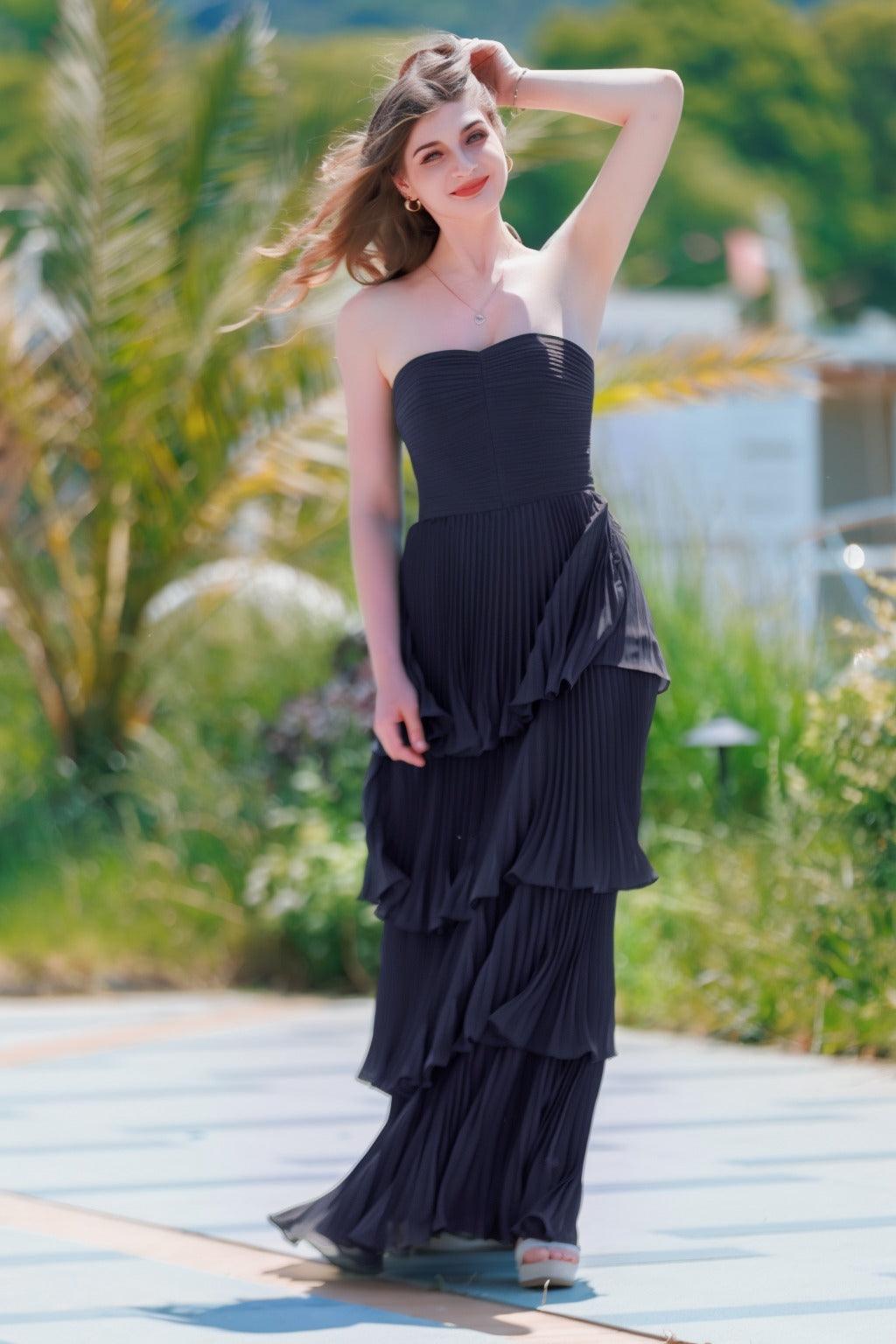 A-Line Floor Length Chiffon Prom Dress CS0499 - COCOMELODY