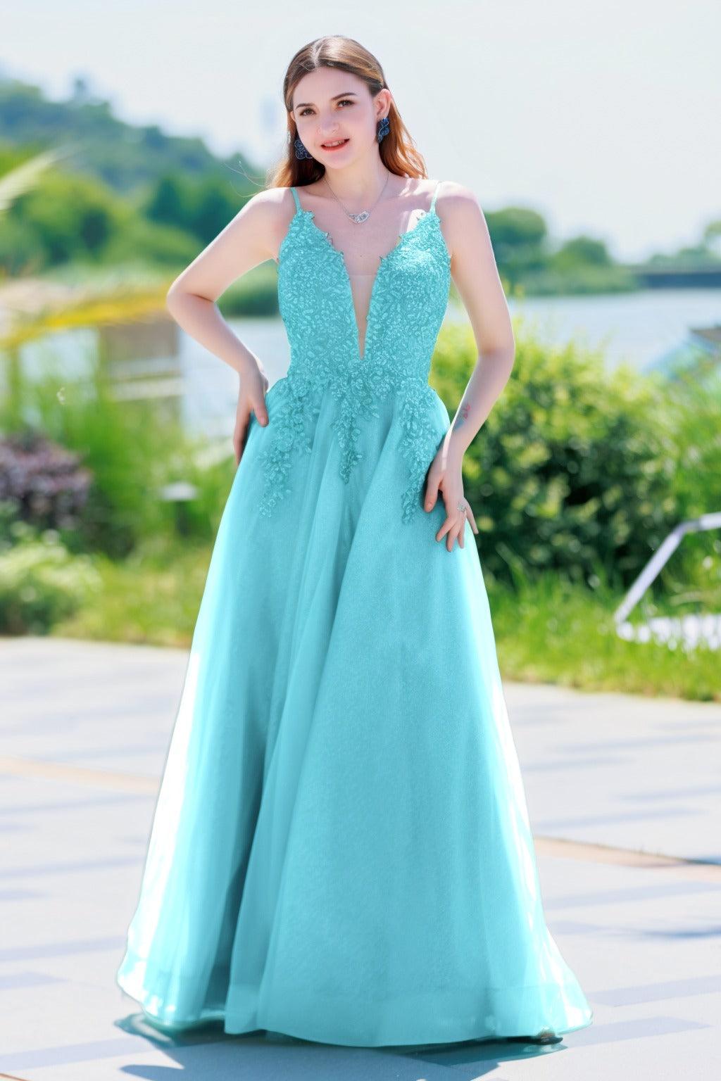 A-Line Floor Length Tulle Prom Dress CS0501 - COCOMELODY