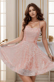 A-Line Knee Length Sequined Homecoming Dresses CS0508