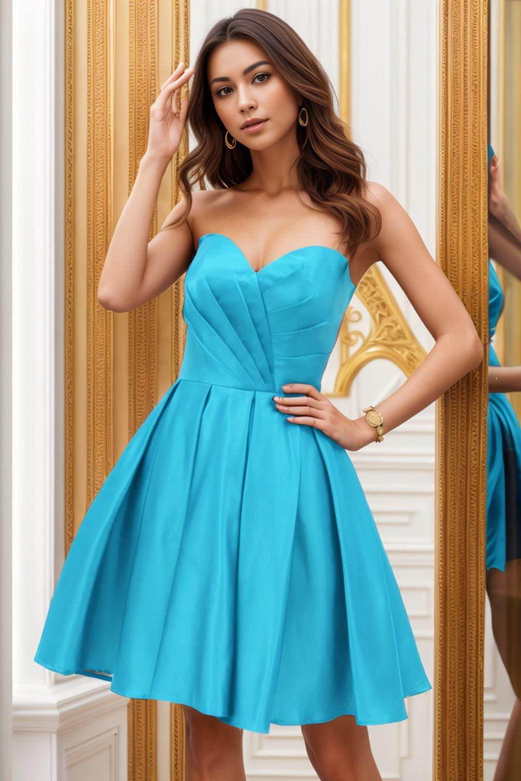 A-Line Knee Length Satin Homecoming Dresses CS0509 - COCOMELODY