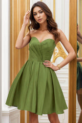 A-Line Knee Length Satin Homecoming Dresses CS0509 - COCOMELODY
