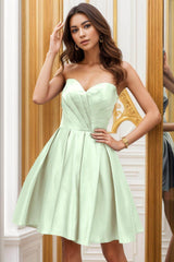 A-Line Knee Length Satin Homecoming Dresses CS0509 - COCOMELODY