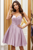 A-Line Knee Length Satin Homecoming Dresses CS0509 - COCOMELODY
