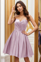 A-Line Knee Length Satin Homecoming Dresses CS0509 - COCOMELODY