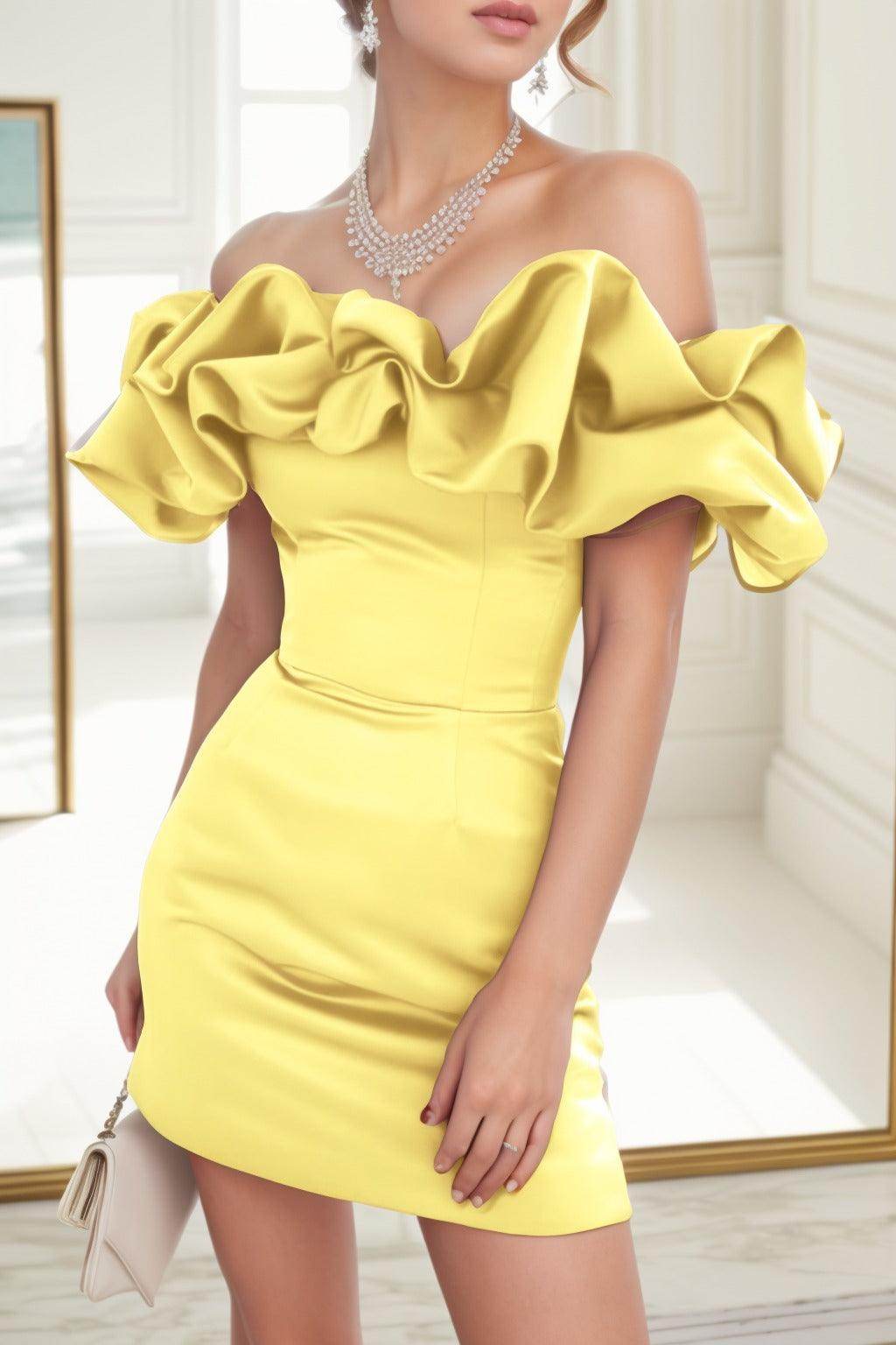 Sheath-Column Short-Mini Satin Homecoming Dresses CS0516 - COCOMELODY