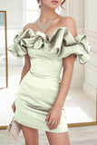 Sheath-Column Short-Mini Satin Homecoming Dresses CS0516 - COCOMELODY