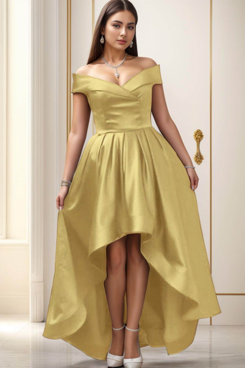 Asymmetrical High-Low Satin Homecoming Dresses CS0529 - COCOMELODY