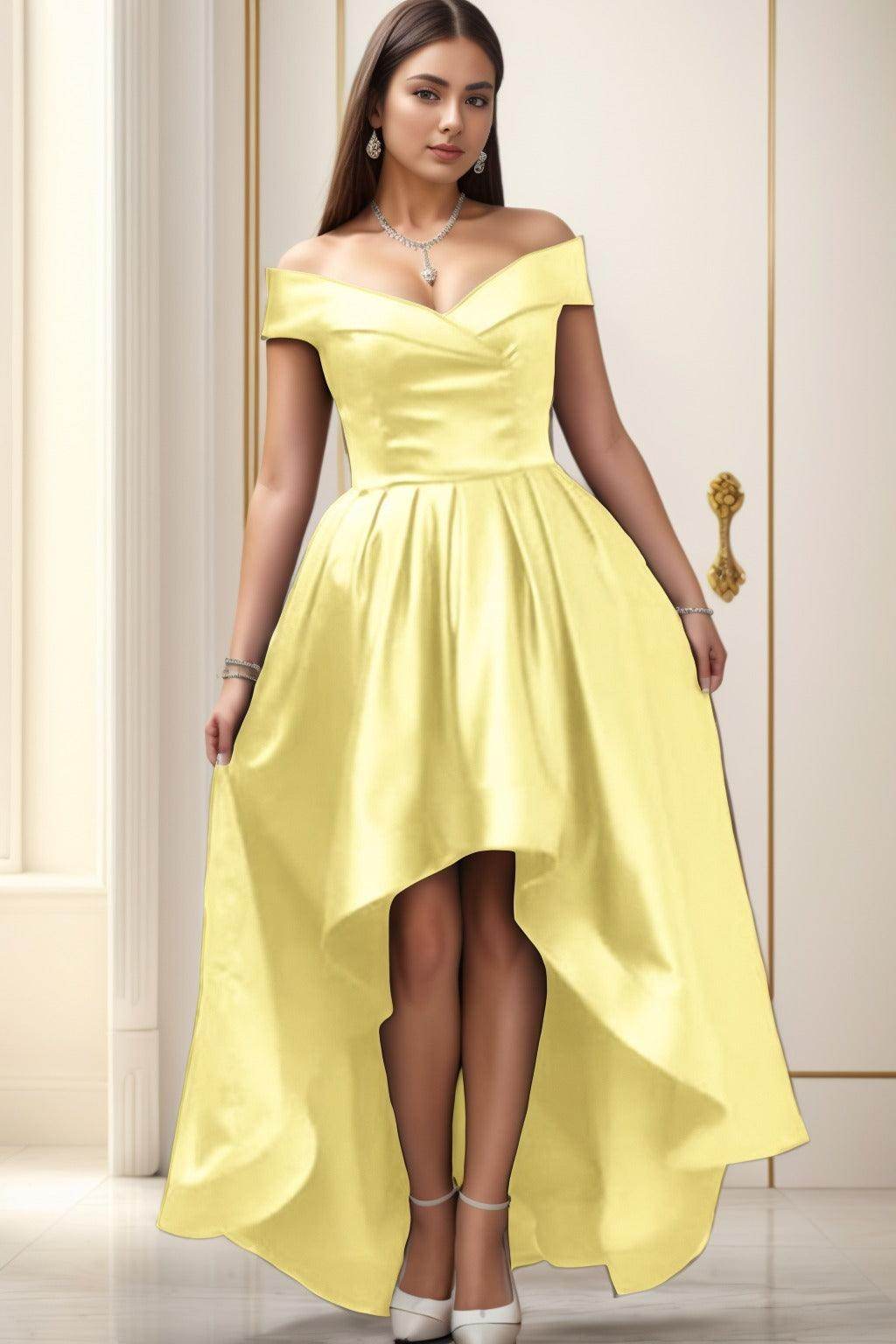 Asymmetrical High-Low Satin Homecoming Dresses CS0529 - COCOMELODY