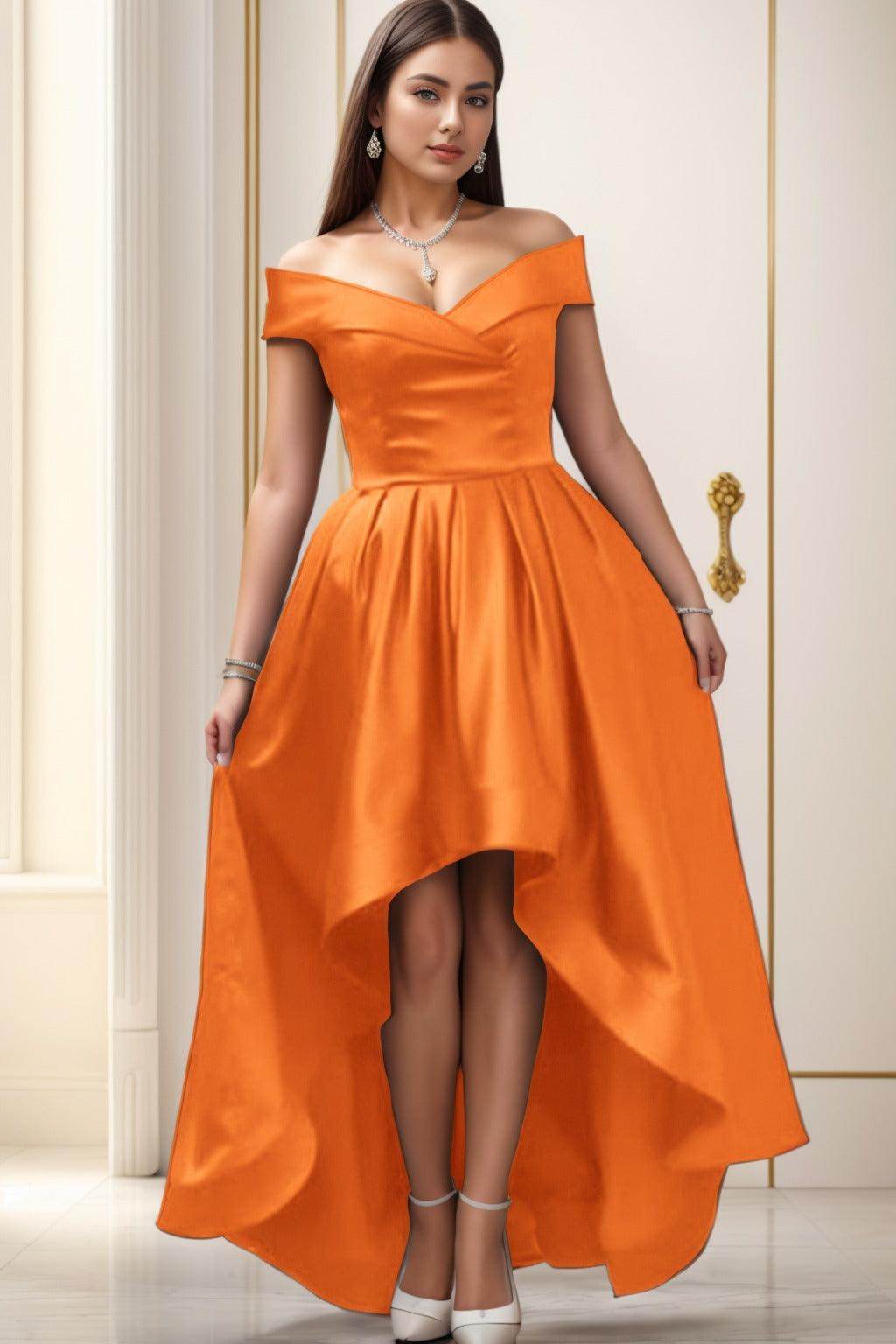 Asymmetrical High-Low Satin Homecoming Dresses CS0529 - COCOMELODY