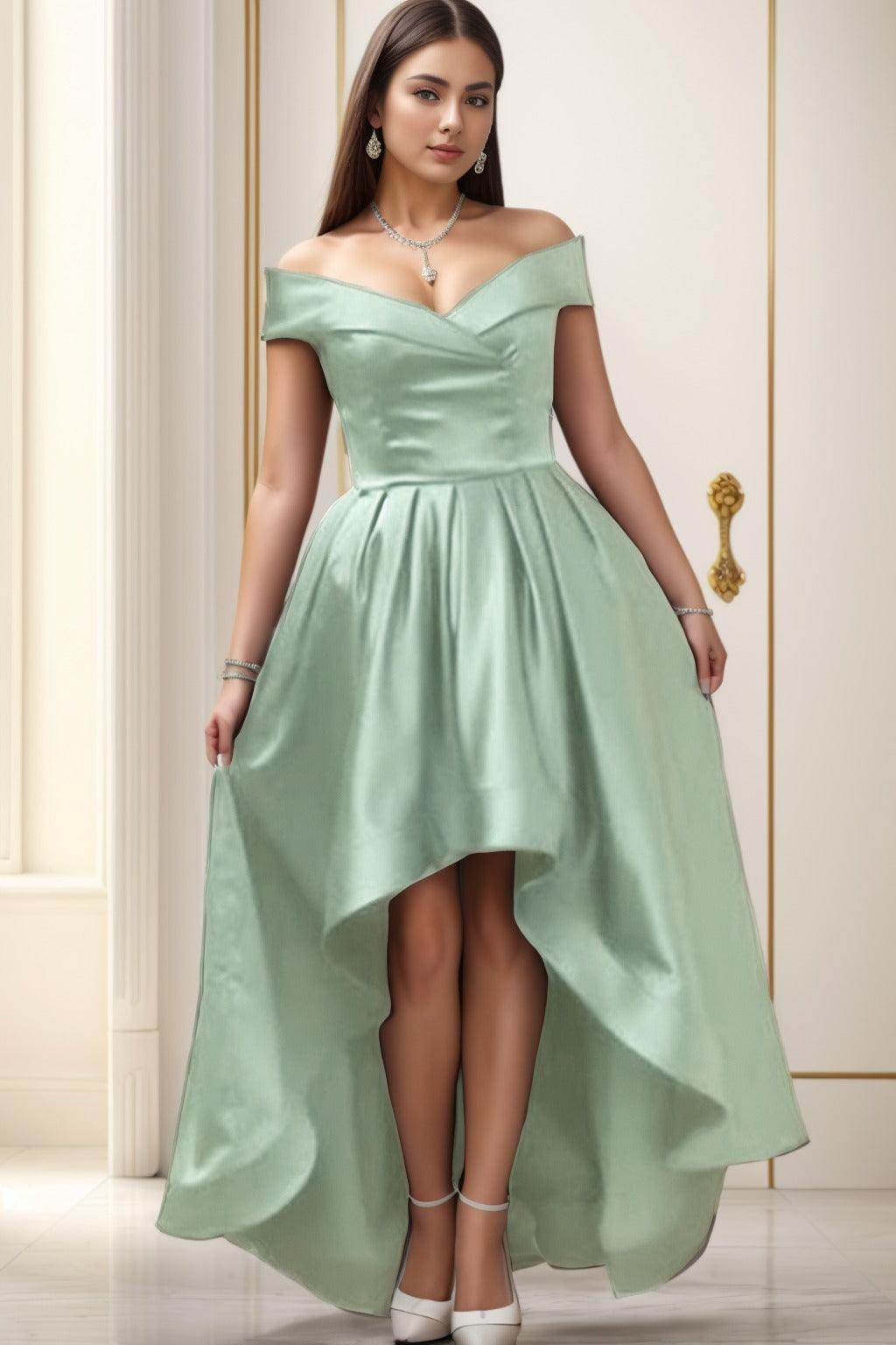 Asymmetrical High-Low Satin Homecoming Dresses CS0529 - COCOMELODY
