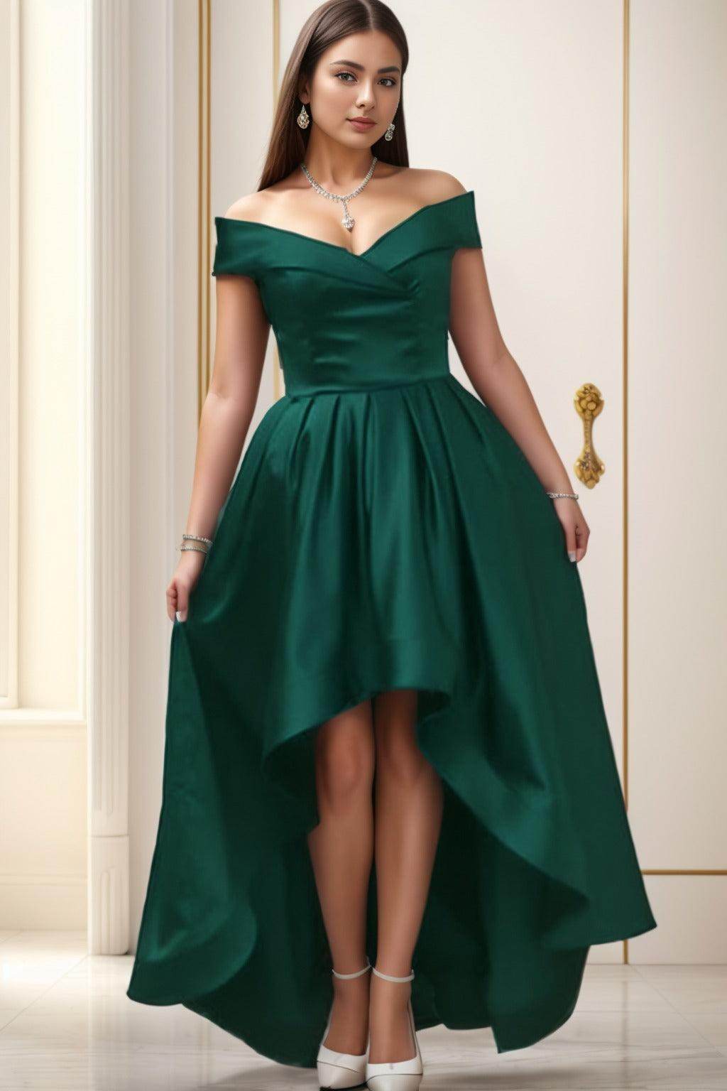 Asymmetrical High-Low Satin Homecoming Dresses CS0529 - COCOMELODY
