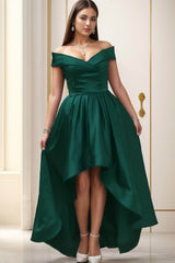Asymmetrical High-Low Satin Homecoming Dresses CS0529 - COCOMELODY