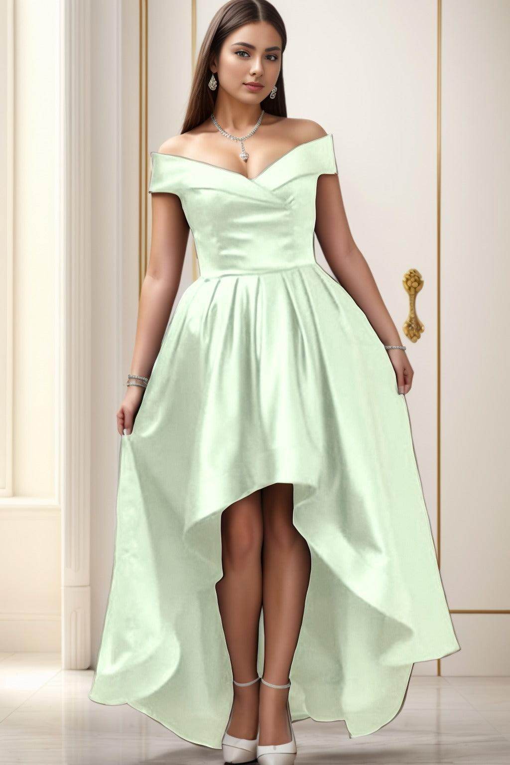 Asymmetrical High-Low Satin Homecoming Dresses CS0529 - COCOMELODY
