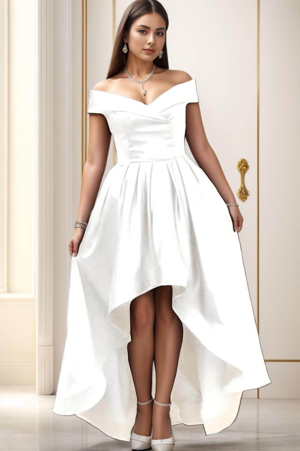 Asymmetrical High-Low Satin Homecoming Dresses CS0529 - COCOMELODY