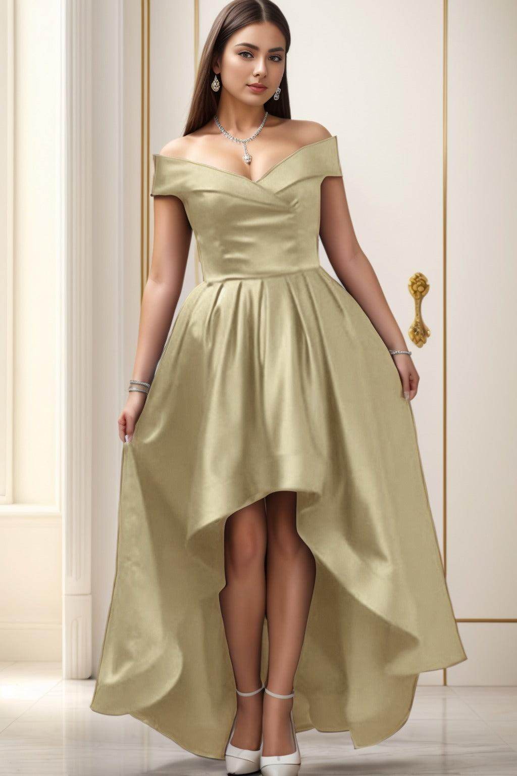 Asymmetrical High-Low Satin Homecoming Dresses CS0529 - COCOMELODY