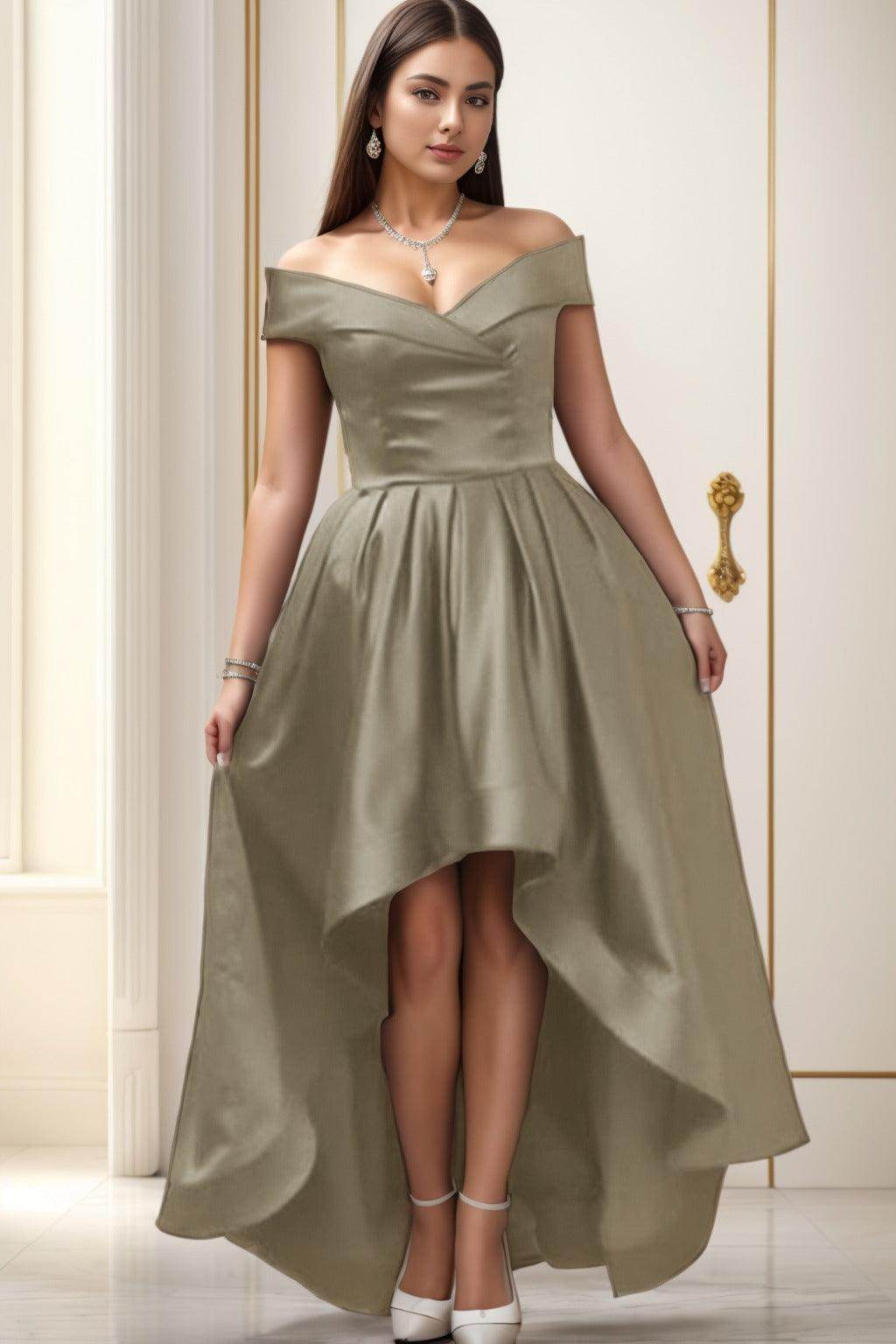 Asymmetrical High-Low Satin Homecoming Dresses CS0529 - COCOMELODY