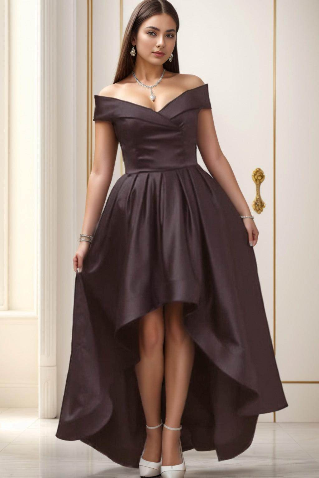 Asymmetrical High-Low Satin Homecoming Dresses CS0529 - COCOMELODY