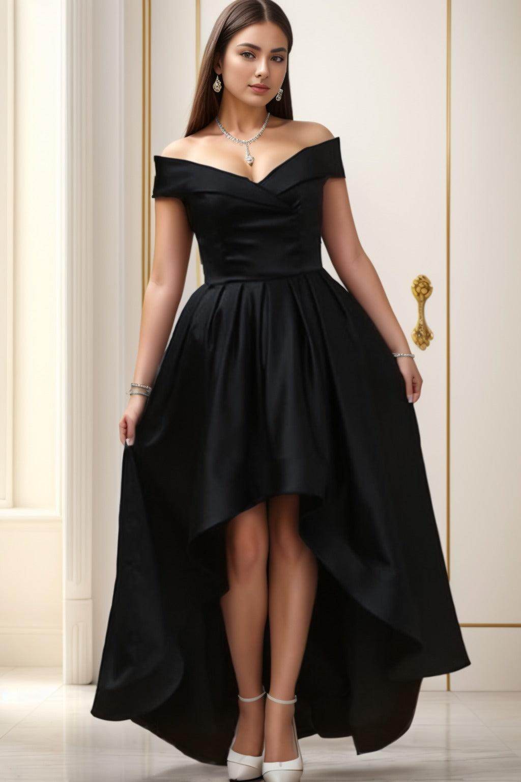 Asymmetrical High-Low Satin Homecoming Dresses CS0529 - COCOMELODY