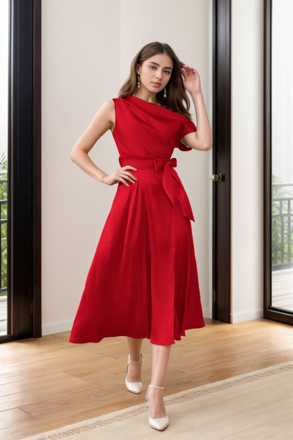 Sheath-Column Tea Length Silk-Like Graduation Dresses CS0540 - COCOMELODY