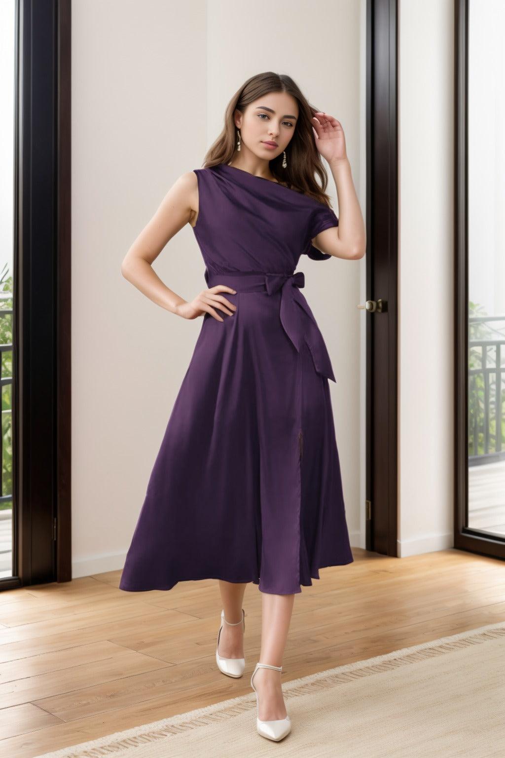 Sheath-Column Tea Length Silk-Like Graduation Dresses CS0540 - COCOMELODY