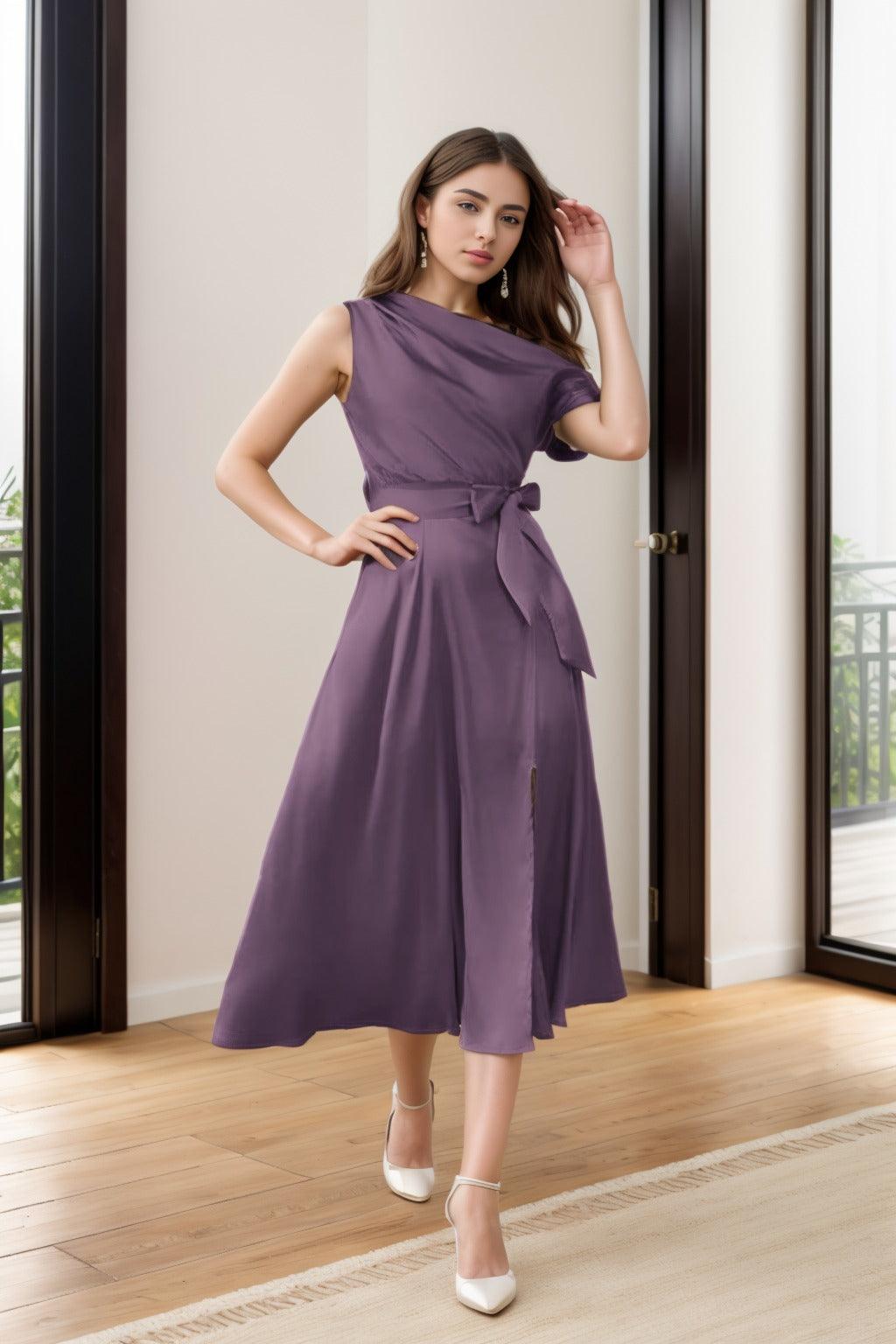 Sheath-Column Tea Length Silk-Like Graduation Dresses CS0540 - COCOMELODY