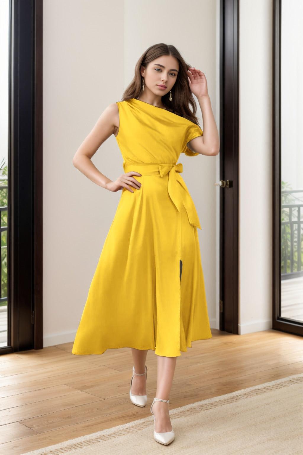 Sheath-Column Tea Length Silk-Like Graduation Dresses CS0540 - COCOMELODY