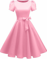 A-Line Knee Length Satin Graduation Dresses CS0555 - COCOMELODY