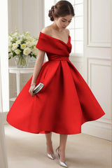 A-Line Tea Length Satin Graduation Dresses CS0556 - COCOMELODY